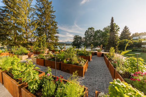 Hochbeete im Hotelgarten